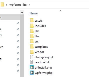 wpforms lite wordpress plugin folder