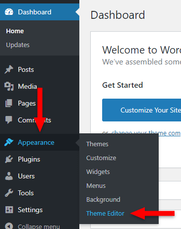 accessing theme editor wordpress