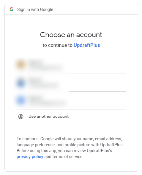 choose google account