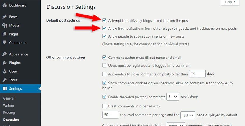 disable pingbacks and trackbacks in wordpress