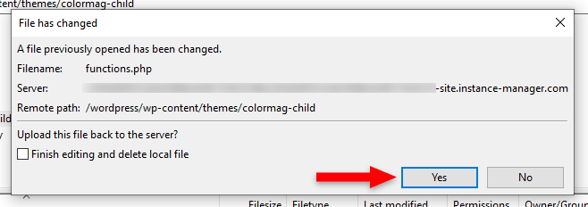 filezilla edit confirmation pop-up