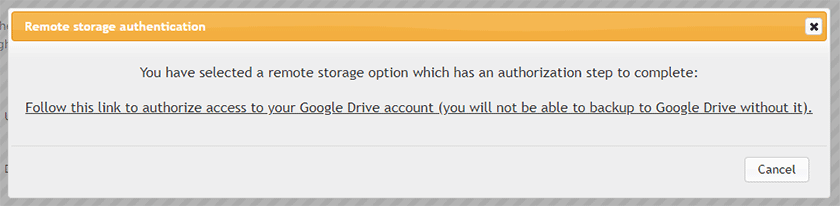 updraftplus google drive remote storage authentication