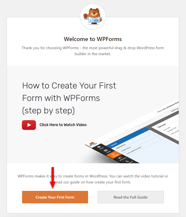 create your first form with wpforms