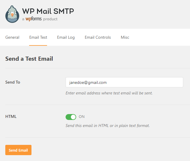 test email settings for wp mail smtp plugin