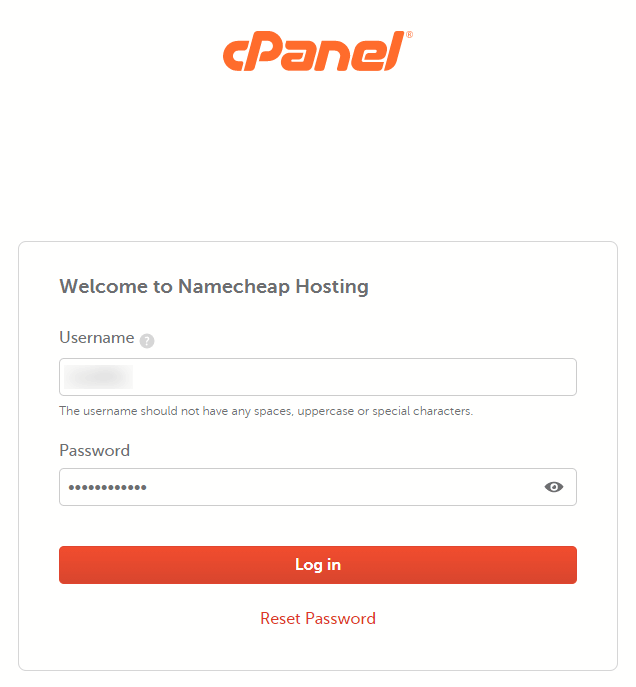 cpanel log in