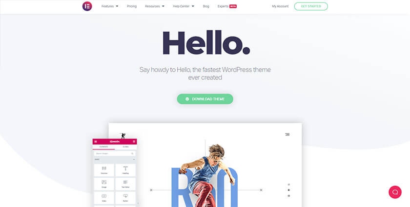 hello wordpress theme for elementor