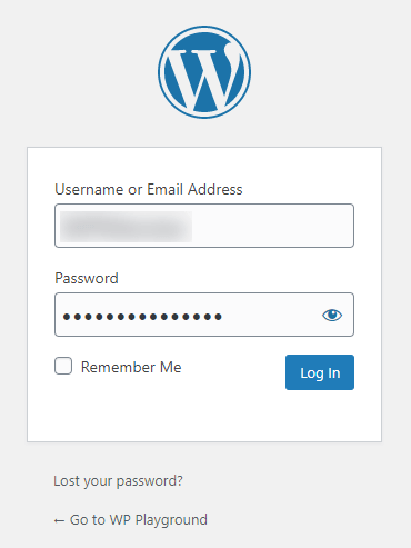 wordpress login page