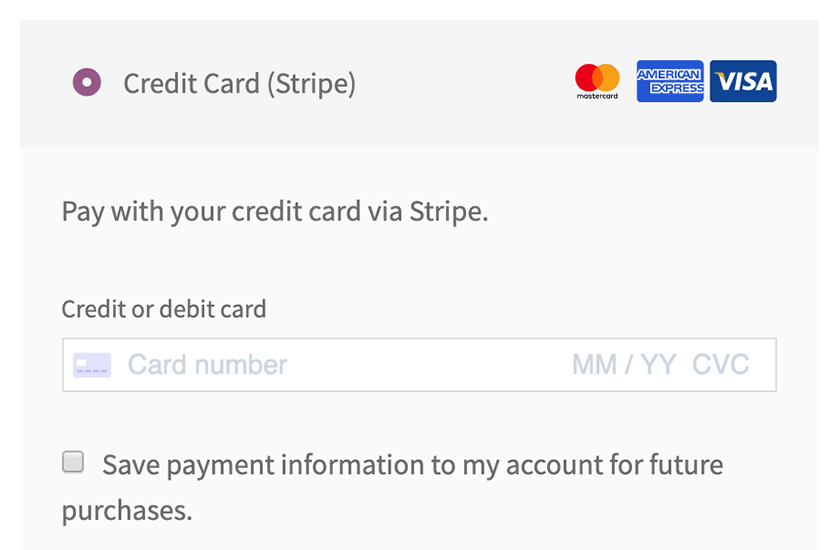 stripe credit card in woocommerce