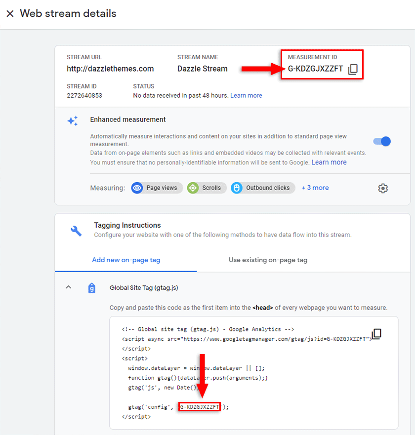 google analytics 4 measurement id