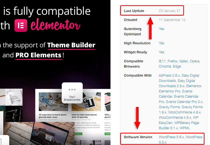 last update themeforest