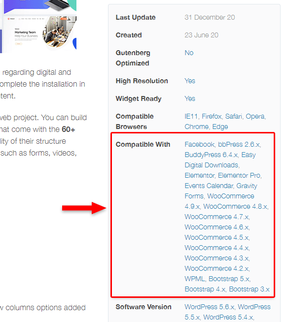 wordpress theme compatibility on themeforest
