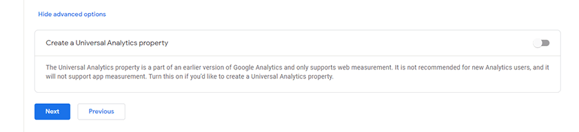 google analytics create a universal analytics property