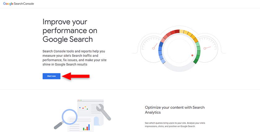 start a google search console account