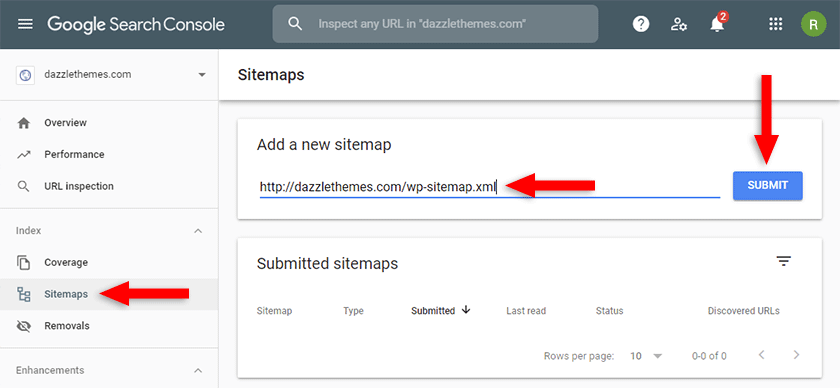 submit wordpress sitemap in google search console