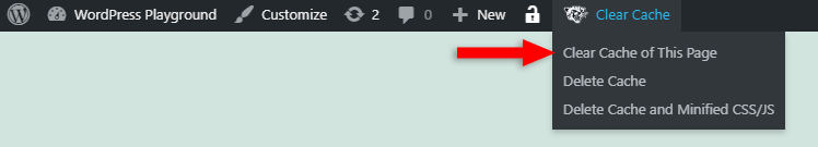 clear cache of this pgae with wp fastest cache