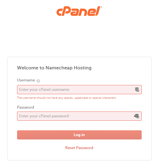 cpanel log in