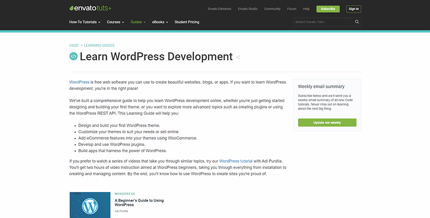 envato tuts+ wordpress development