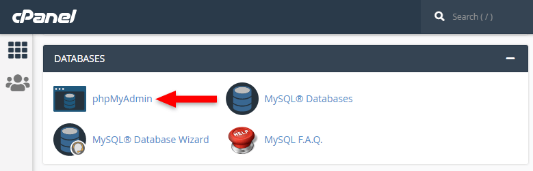 phpmyadmin in cpanel