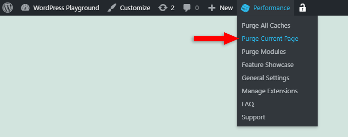 purge current page in w3 total cache