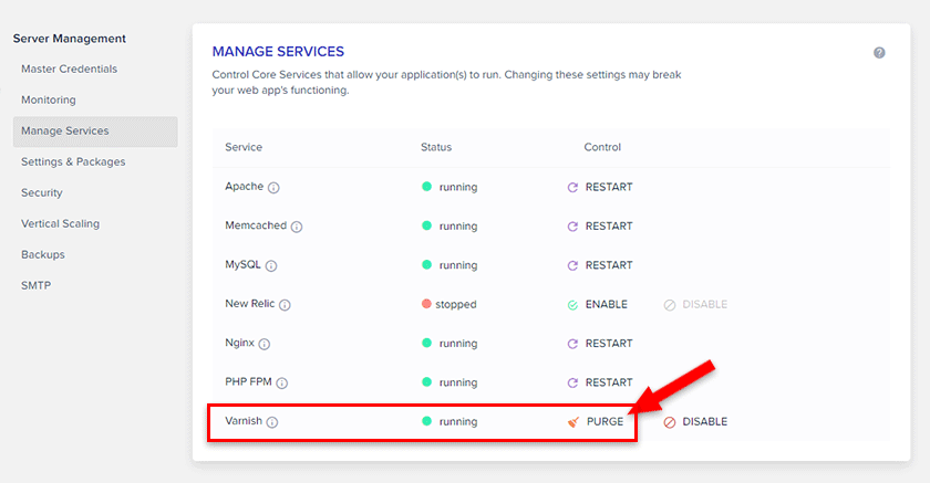 purge varnish cache in cloudways