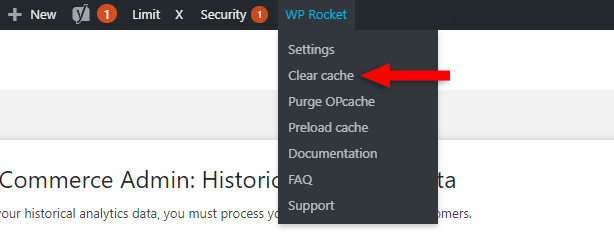 clear wordpress cache with wp rocket