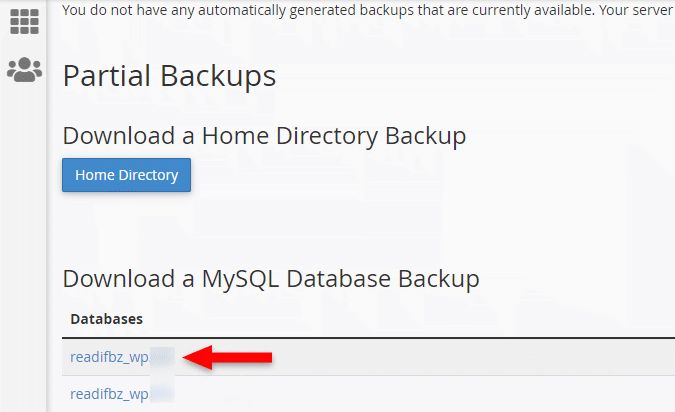 Download a WordPress MySQL Database Backup in cpanel