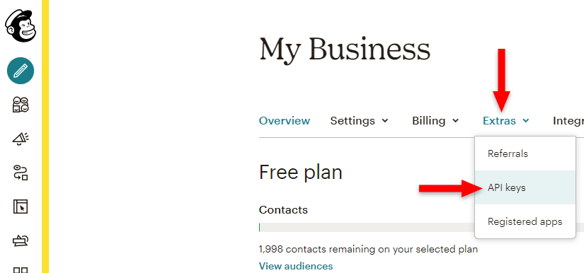 api keys in mailchimp