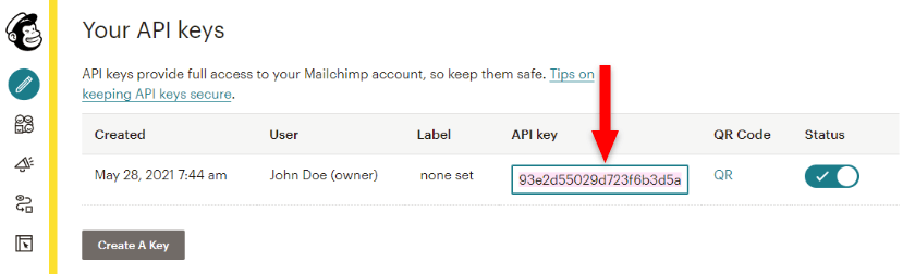 mailchimp api key
