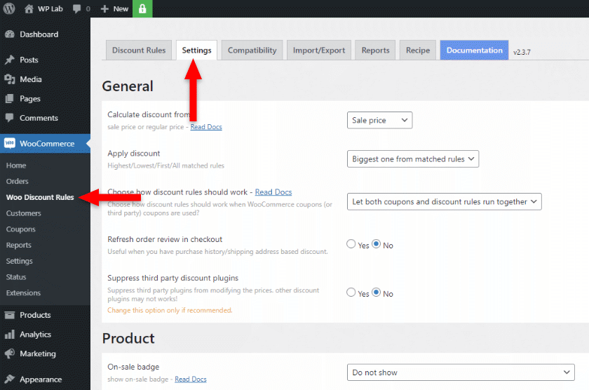 Discount Rules for WooCommerce plugin settings