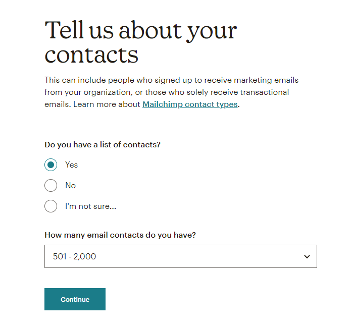 list of contacts mailchimp