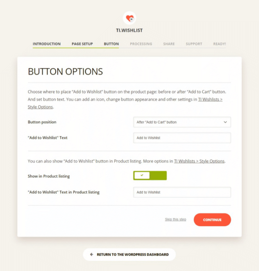 TI WooCommerce Wishlist plugin button options