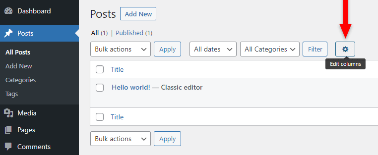 edit columns in wordpress